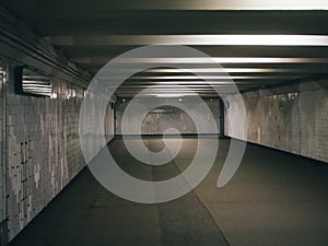 Empty underground passage in the subway
