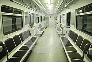 Empty underground railway carriage