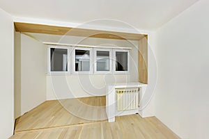 Empty unfurnished room with minimal preparatory repairs. interior with white walls