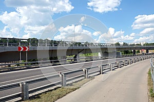 Empty urban highway and pedestrian way