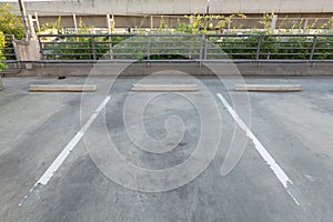 Empty Vacant parking lot/Parking garage department store with Copy Writing Space