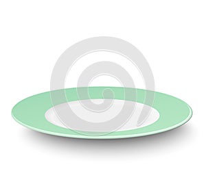 Empty vector light green plate isolated on white background