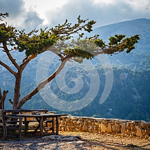 Empty viewpoint in the mountains, Crete