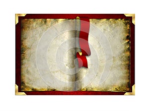 Empty vintage book isolated on white