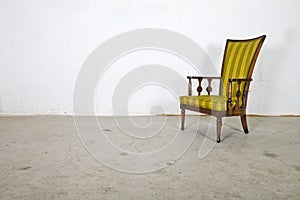 Empty Vintage Old Chair, Dirty Photography Studio