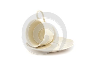 Empty vintage tea or coffee cup on white background