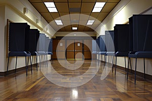 Empty voting booths in a polling station