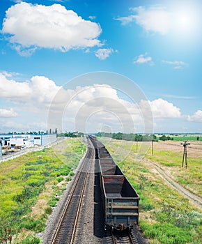 Empty wagons on railroad under blue sky