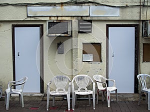 Empty waiting area chairs