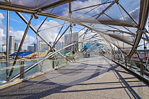 Walk way on The Helix bridge in Singapore