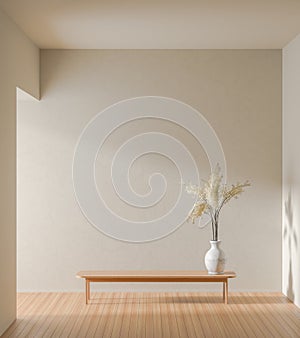 Empty wall mock up in moden style interior. Minimalist interior design. 3D illustration photo