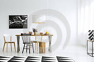 Empty wall in dining room