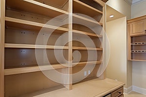 empty wallmounted pantry cabinets in a kitchen