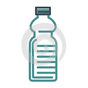 Empty water bottle with cap isolated flat outline illustration