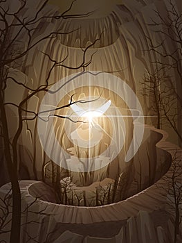 Empty waterfall rocks