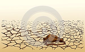 An empty waterskin lies on the ground. Vector drawing photo