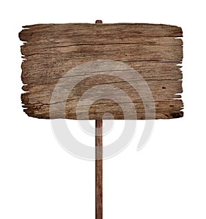 Old weathered wood sign isolated on white background 5 photo