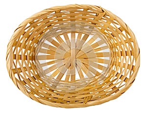 Empty Weaved Straw Basket Isolated