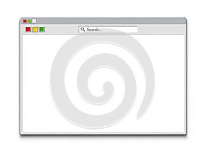 Empty web browser window isolated on white background
