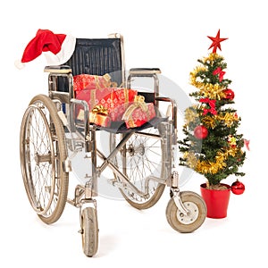 Empty wheelchair for Christmas party