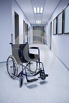 Empty wheelchair in corridor