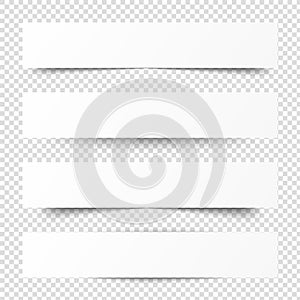 Empty white banners with shadow. Paper blurb banner. Web vector header. Interface with gray shade photo