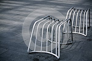 White Benches Made of Welded Steel Pipes