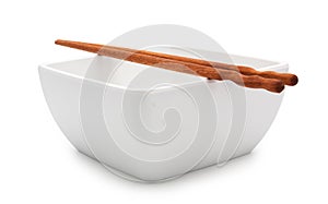 Empty white bowl and chopstick