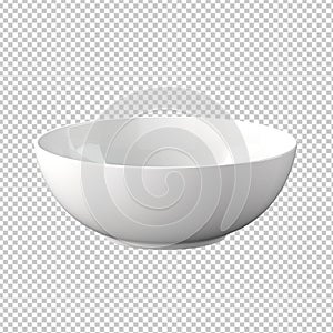Empty white bowl isolated on transparent background