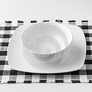 Empty white bowl and plate