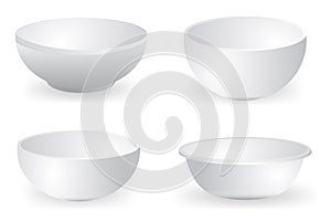 empty white bowl on white background. 3D Illustration