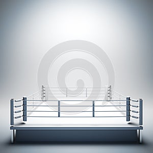 Empty white boxing ring.