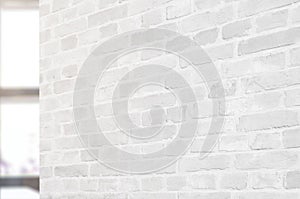 Empty white brick wall in office interior for logo branding presentation