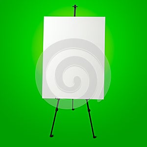 Empty white canvas and modern easel