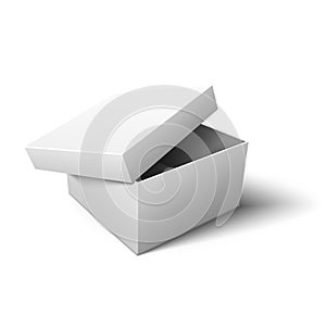 Empty white cardboard box. Vector illustration.