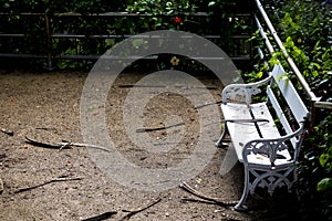 Empty white chair in the park