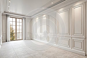 Empty white classic interior mock-up