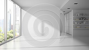 Empty white color room 3D rendering