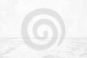 Empty white concrete room and floor background, Perspective grey gradient concrete room for interior background, backdrop, Gray