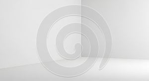 Empty White Corner Room with Soft Light and Shadows