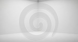 Empty White Corner Room with Soft Lighting and Subtle Shadows