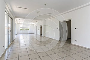 Blank empty corridor with white walls