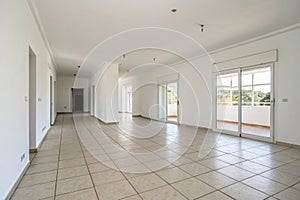 Blank empty corridor with white walls