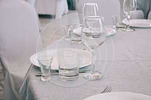 Empty white dinner plate on a table