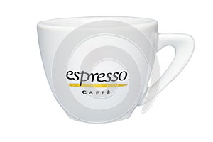 Empty white espresso coffee cup