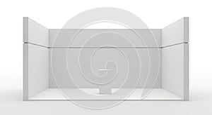 Empty White Exhibition Booth with Pedestal Mockup