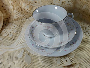 Empty White Floral Breakfast Set