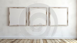Empty White Frames On Wall: 3d Rendering In Valerie Hegarty Style photo