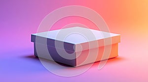 Empty White Gift Box Under Neon Light