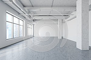 Empty white loft industrial style room